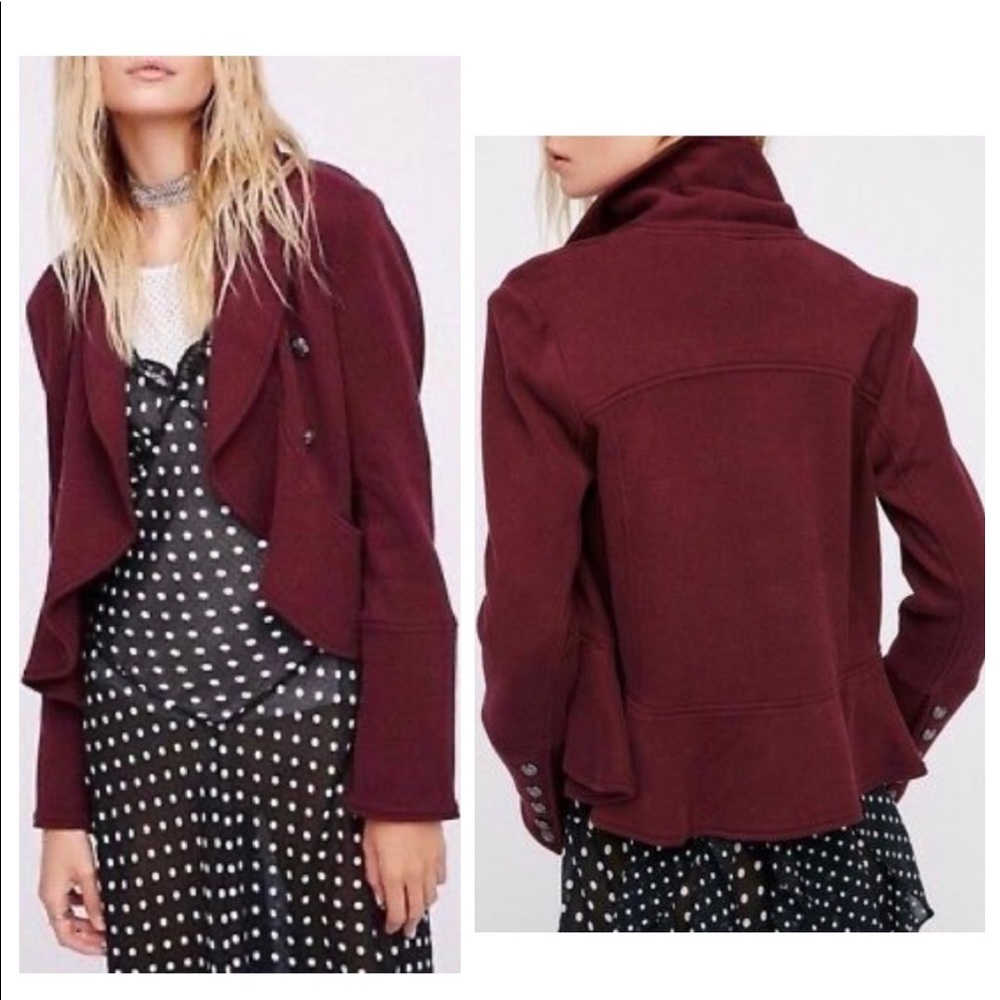 Free people Open Jacket Ruffle Military Style